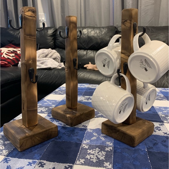 Handcrafted Burnt Wooden Mug Racks - Picture 3 of 4